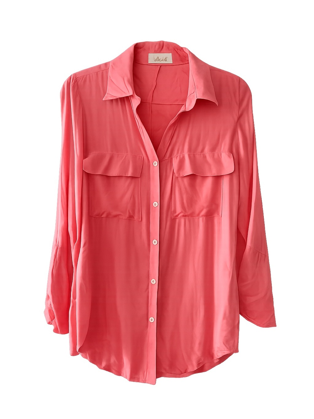 Bella Dahl Coral Pink Rayon Button Down Shirt S